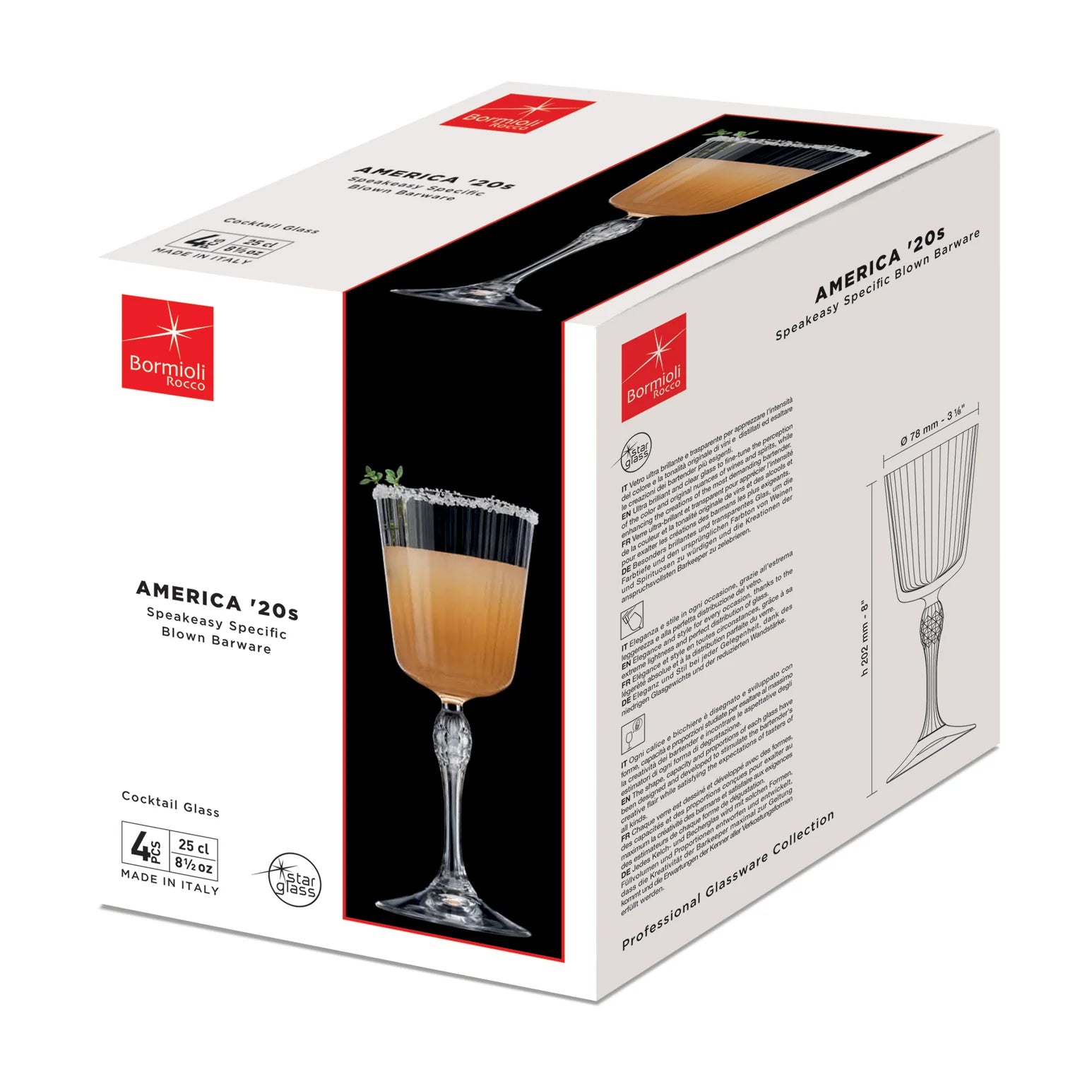 Bormioli Rocco America '20s  25cl Cocktail Glasses (Set of 6)
